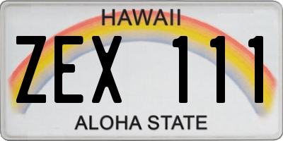 HI license plate ZEX111