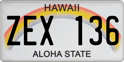 HI license plate ZEX136