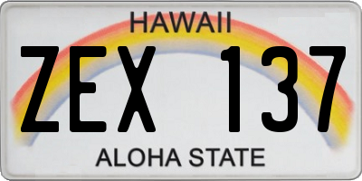 HI license plate ZEX137