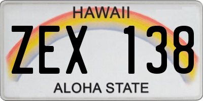 HI license plate ZEX138