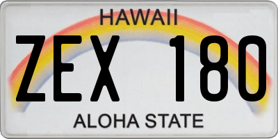 HI license plate ZEX180
