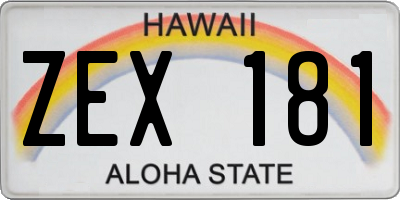 HI license plate ZEX181
