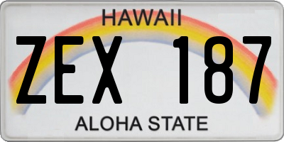 HI license plate ZEX187