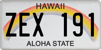 HI license plate ZEX191