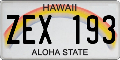 HI license plate ZEX193