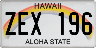 HI license plate ZEX196