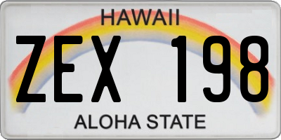 HI license plate ZEX198