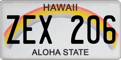 HI license plate ZEX206