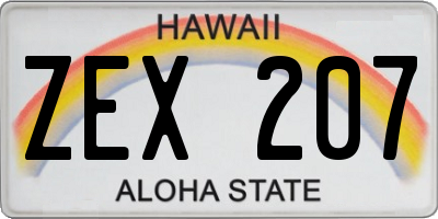HI license plate ZEX207