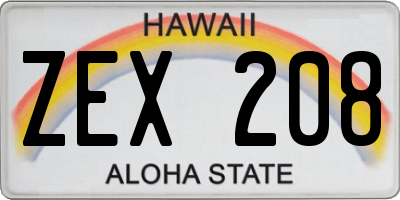 HI license plate ZEX208