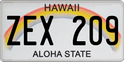 HI license plate ZEX209