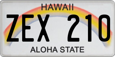 HI license plate ZEX210