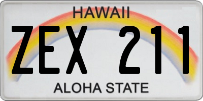 HI license plate ZEX211