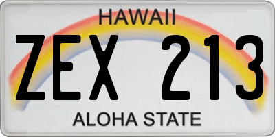 HI license plate ZEX213
