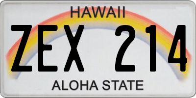HI license plate ZEX214
