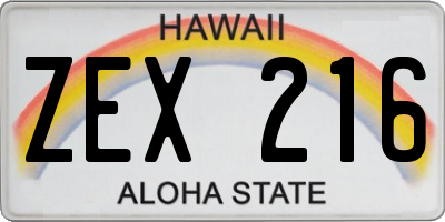 HI license plate ZEX216