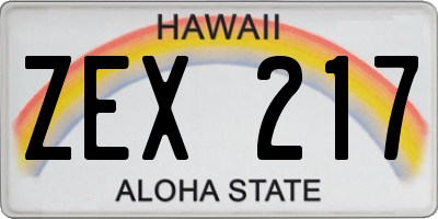 HI license plate ZEX217