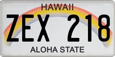 HI license plate ZEX218