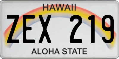 HI license plate ZEX219
