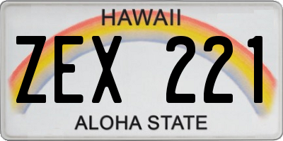 HI license plate ZEX221