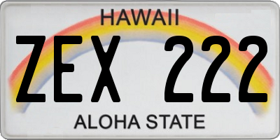 HI license plate ZEX222
