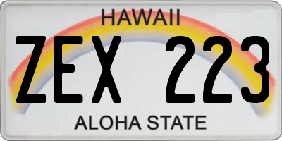 HI license plate ZEX223