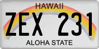 HI license plate ZEX231