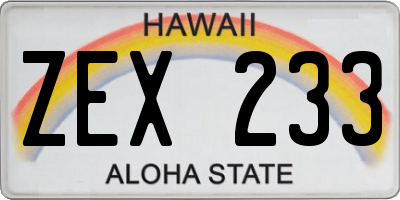 HI license plate ZEX233