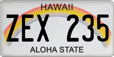 HI license plate ZEX235