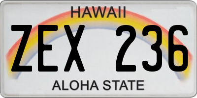 HI license plate ZEX236