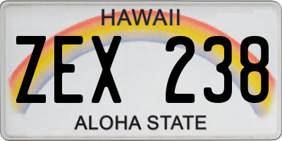 HI license plate ZEX238