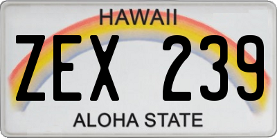 HI license plate ZEX239