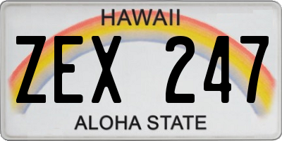 HI license plate ZEX247