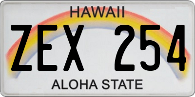 HI license plate ZEX254