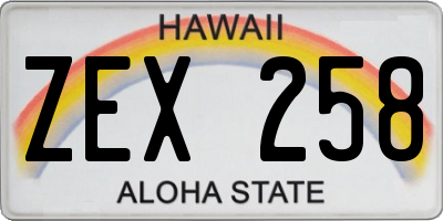 HI license plate ZEX258