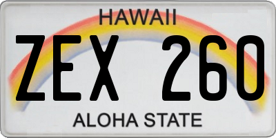 HI license plate ZEX260