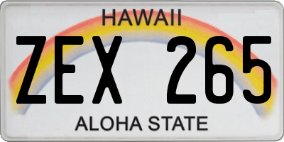 HI license plate ZEX265