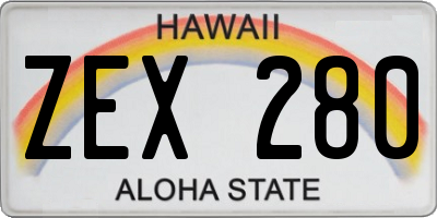HI license plate ZEX280