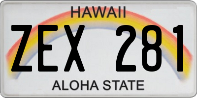 HI license plate ZEX281