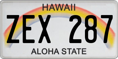 HI license plate ZEX287