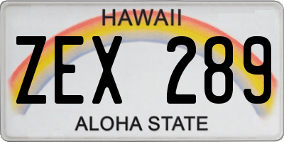 HI license plate ZEX289