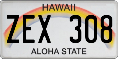 HI license plate ZEX308
