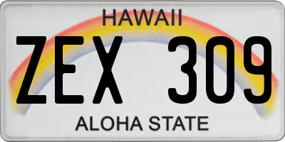 HI license plate ZEX309