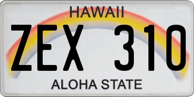 HI license plate ZEX310