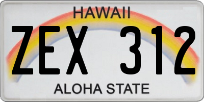 HI license plate ZEX312