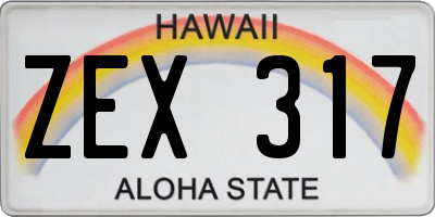 HI license plate ZEX317