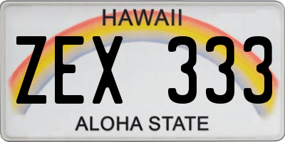 HI license plate ZEX333