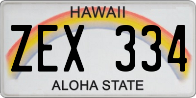 HI license plate ZEX334