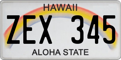 HI license plate ZEX345
