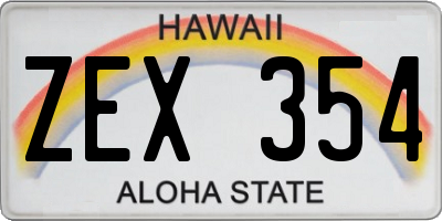 HI license plate ZEX354